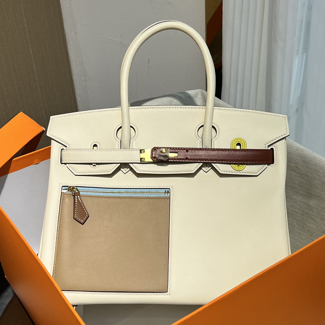 Hermes Birkin 30CM Swift Leather Handbag White